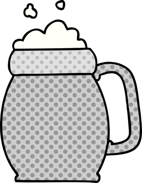 Çizgi roman tarzı tuhaf bir bira bardağı insan tarafından çizilmiş.