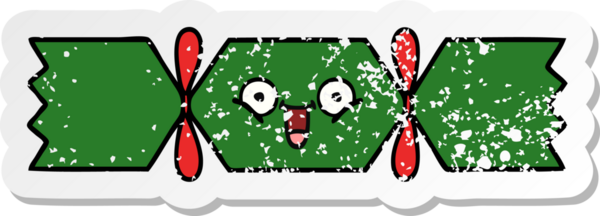 Bir insan tarafından çizilmiş tatlı bir noel krakerinin sıkıntılı çıkartması.