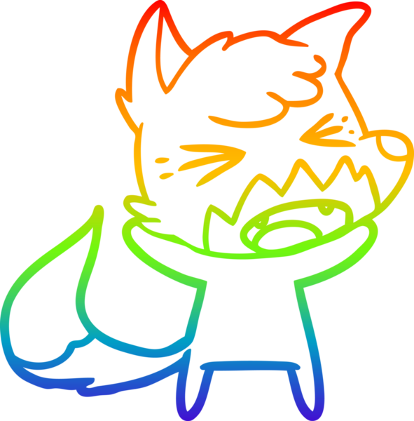 Bir insan tarafından çizilmiş kızgın bir tilkinin gökkuşağı gradyanı çizimi