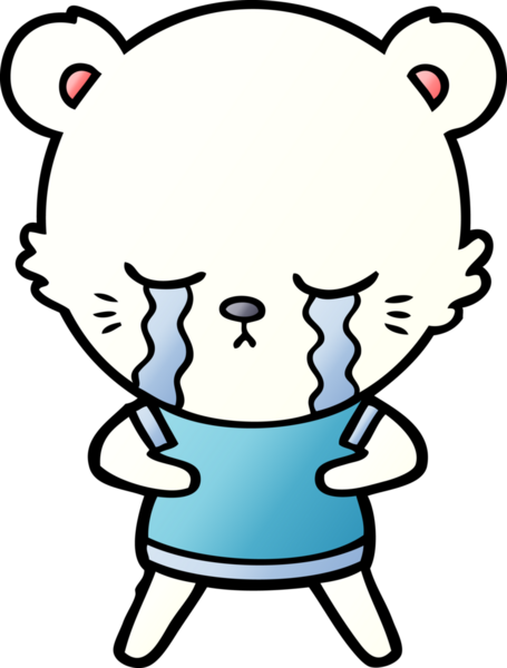 Bir insan tarafından çizilmiş üzgün küçük kutup ayısı çizgi filmi.