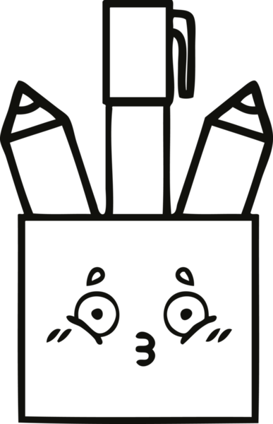 Bir insan tarafından çizilmiş kalem kabının çizgi çizimi