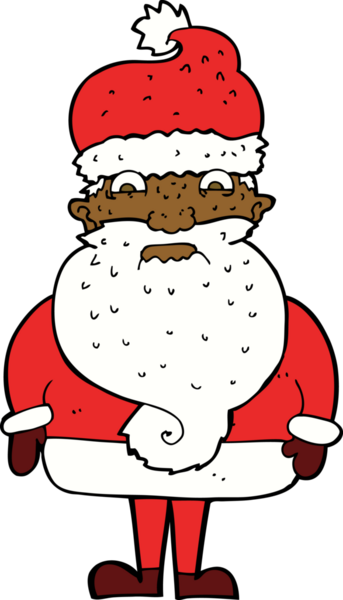 Bir insan tarafından çizilmiş huysuz Noel Baba çizgi filmi.