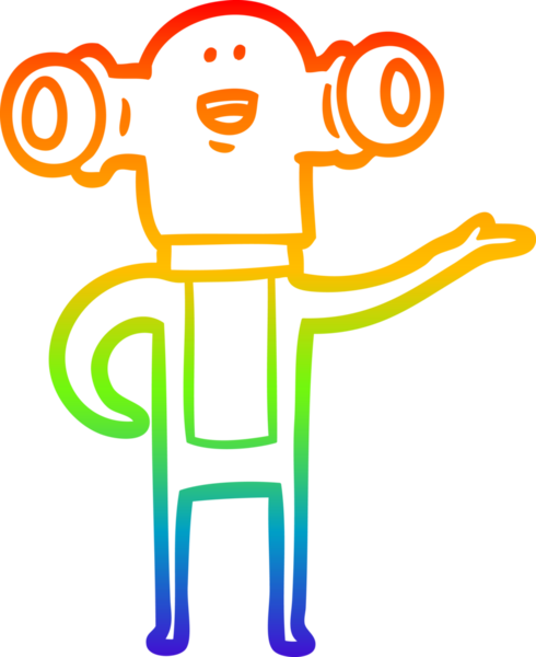 Gökkuşağı gradyan çizgisi, bir insan tarafından çizilmiş, dost canlısı bir uzaylı çizgi filmi.