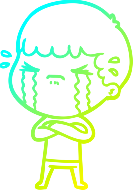 Bir insan tarafından çizilmiş ağlayan bir çizgi film karakteri çizimi.