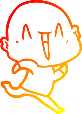 Bir insan tarafından çizilmiş mutlu, kel bir adamın sıcak çizgi çizimi.