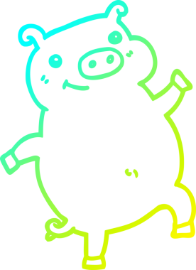 Bir insan tarafından çizilen dans eden bir domuzun soğuk çizgi çizimi.