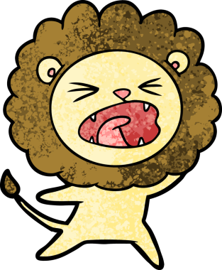 Bir insan tarafından çizilmiş çizgi film aslanı.