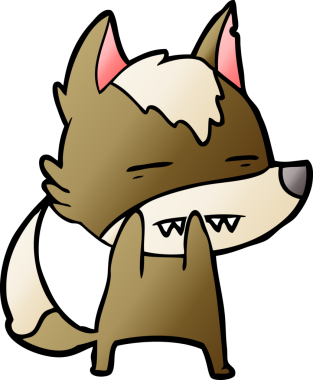 Bir insan tarafından çizilen dişleri gösteren bir kurt çizgi filmi.