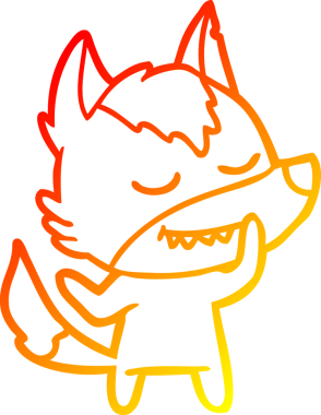 Bir insan tarafından çizilmiş dost canlısı bir kurt çizgi çizimi.