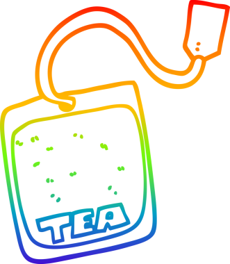 Bir insan tarafından çizilmiş bir çay poşetinin çizimi.