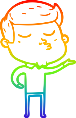 Gökkuşağı gradyan çizgi çizimi Bir insan tarafından çizilen çizgi film modeli adam