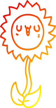 Bir insan tarafından çizilmiş karikatür çiçeğinin sıcak çizgi çizimi