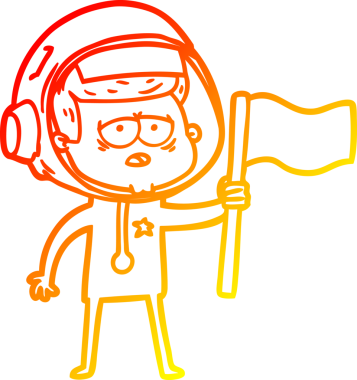 Bir insan tarafından çizilmiş, karikatür, yorgun astronot çizimi.