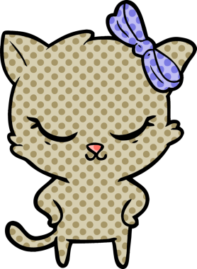 Bir insan tarafından çizilmiş sevimli çizgi film kedisi.