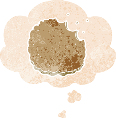 Düşünce baloncuklu çizgi film bisküvisi grunge sıkıntılı retro dokuma tarzı bir insan tarafından çizilmiş