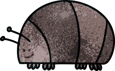 Bir insan tarafından çizilmiş garip çizgi film böceği.