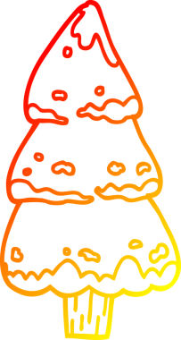 Bir insan tarafından çizilmiş bir çam ağacının sıcak çizgi çizimi