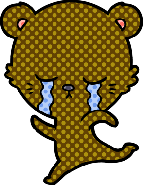 Bir insan tarafından çizilmiş ağlayan çizgi film ayısı.