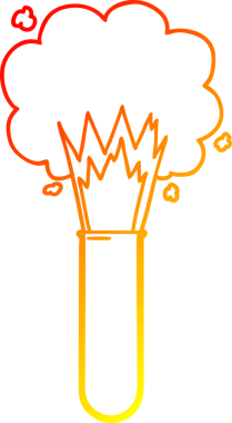 Bir insan tarafından çizilen test tüpünde patlayan kimyasalların çizgi çizimi.