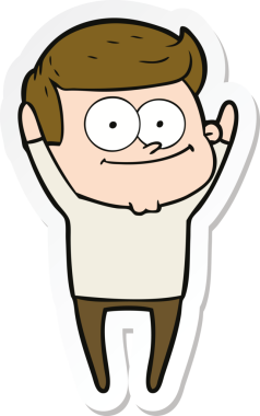 Bir insan tarafından çizilmiş mutlu bir adamın çıkartması.