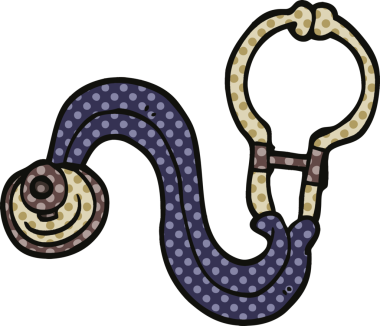 Bir insan tarafından çizilmiş çizgi roman tarzı steteskop.