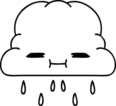 Bir insan tarafından çizilmiş bir bulutun çizgi karalaması üzerine yağıyor.