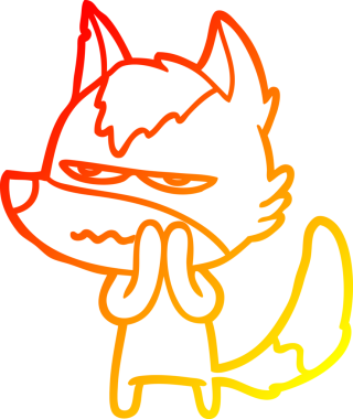 Bir insan tarafından çizilmiş kızgın bir kurdun sıcak çizgi çizimi.