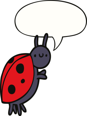 bir insan tarafından çizilmiş konuşma balonlu uğur böceği çizgi filmi