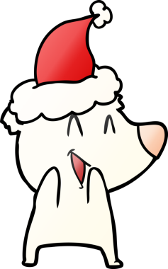 Gülen kutup ayısı eli, bir insanın çizdiği Noel Baba şapkasının gradyan çizimi.