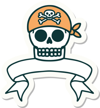 Bir insan tarafından çizilmiş korsan kafatası dövmesi çıkartması.