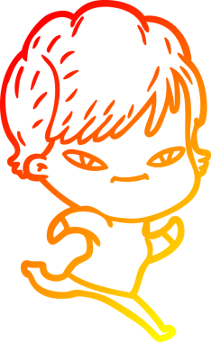 Bir insan tarafından çizilmiş mutlu bir kadının çizgi çizimi.