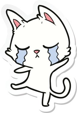 Ağlayan bir çizgi film kedisinin çıkartması bir insan tarafından çizilmiş bir dansı canlandırıyor.