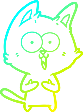 Bir insan tarafından çizilmiş komik çizgi film kedisinin soğuk gradyan çizgisi.