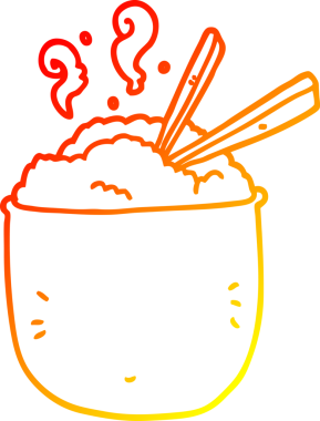 Bir insanın çizdiği pirinç kasesinin sıcak çizgi çizimi.