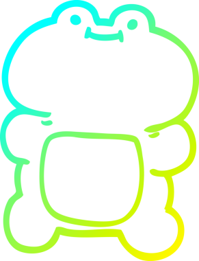 Bir insan tarafından çizilmiş bir kurbağanın soğuk çizgi çizimi.