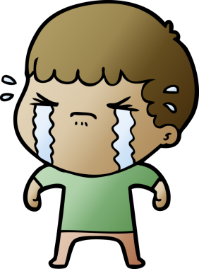 Bir insan tarafından çizilmiş ağlayan çizgi film adamı.