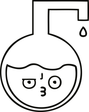 Bir insan tarafından çizilmiş bir bilim deneyinin çizgi çizimi