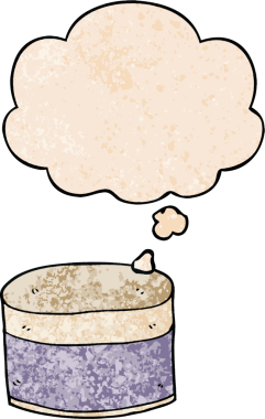 Bir insan tarafından çizilmiş grunge desenli düşünce baloncuklu çizgi film tenceresi.