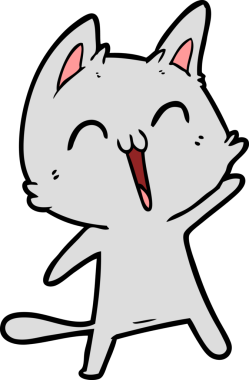 Bir insan tarafından çizilmiş mutlu çizgi film kedisi.