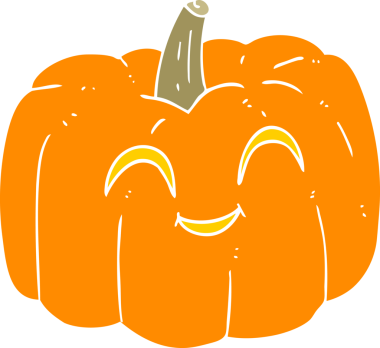 Bir insan tarafından çizilen cadılar bayramı balkabağının düz renk çizimi