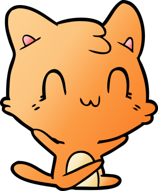 Bir insan tarafından çizilmiş mutlu bir kedi.