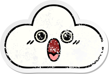 Bir insan tarafından çizilmiş şirin bir karikatür bulutunun sıkıntılı çıkartması.