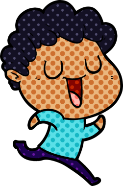 Bir insan tarafından çizilmiş gülen çizgi film adamı.