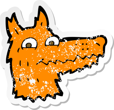 Bir insan tarafından çizilmiş bir tilki kafasının gerilimli çıkartması.