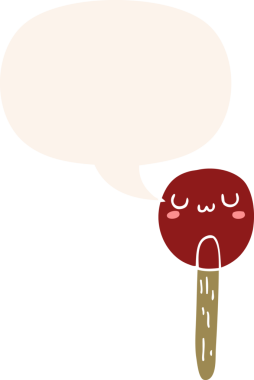 bir insan tarafından çizilmiş retro tarzı konuşma baloncuklu çizgi film lolipopu