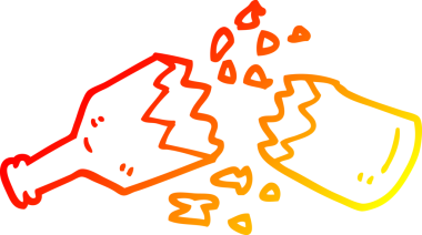 Bir insanın çizdiği kırık cam şişenin sıcak eğimli çizgisi.