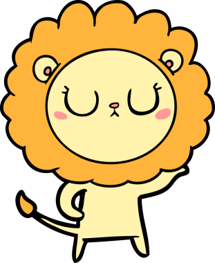 Bir insan tarafından çizilmiş çizgi film aslanı.