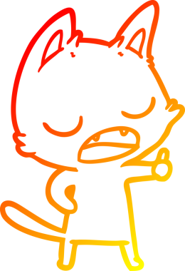 Bir insan tarafından çizilen konuşan kedi çizgi filminin sıcak gradyan çizimi