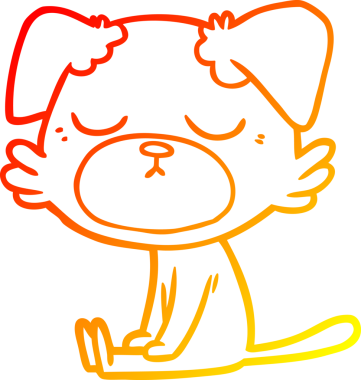 Bir insan tarafından çizilmiş sevimli bir köpeğin sıcak çizgi çizgisi.