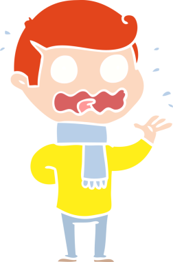 Düz renkli çizgi film karakteri bir insan tarafından çizilmiş.